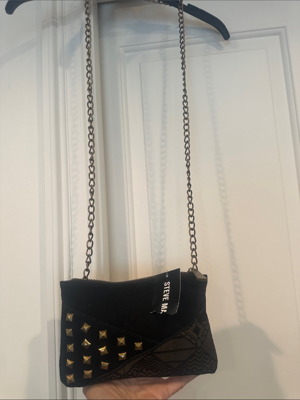 Steve Madden Black Studded Chain Crossbody